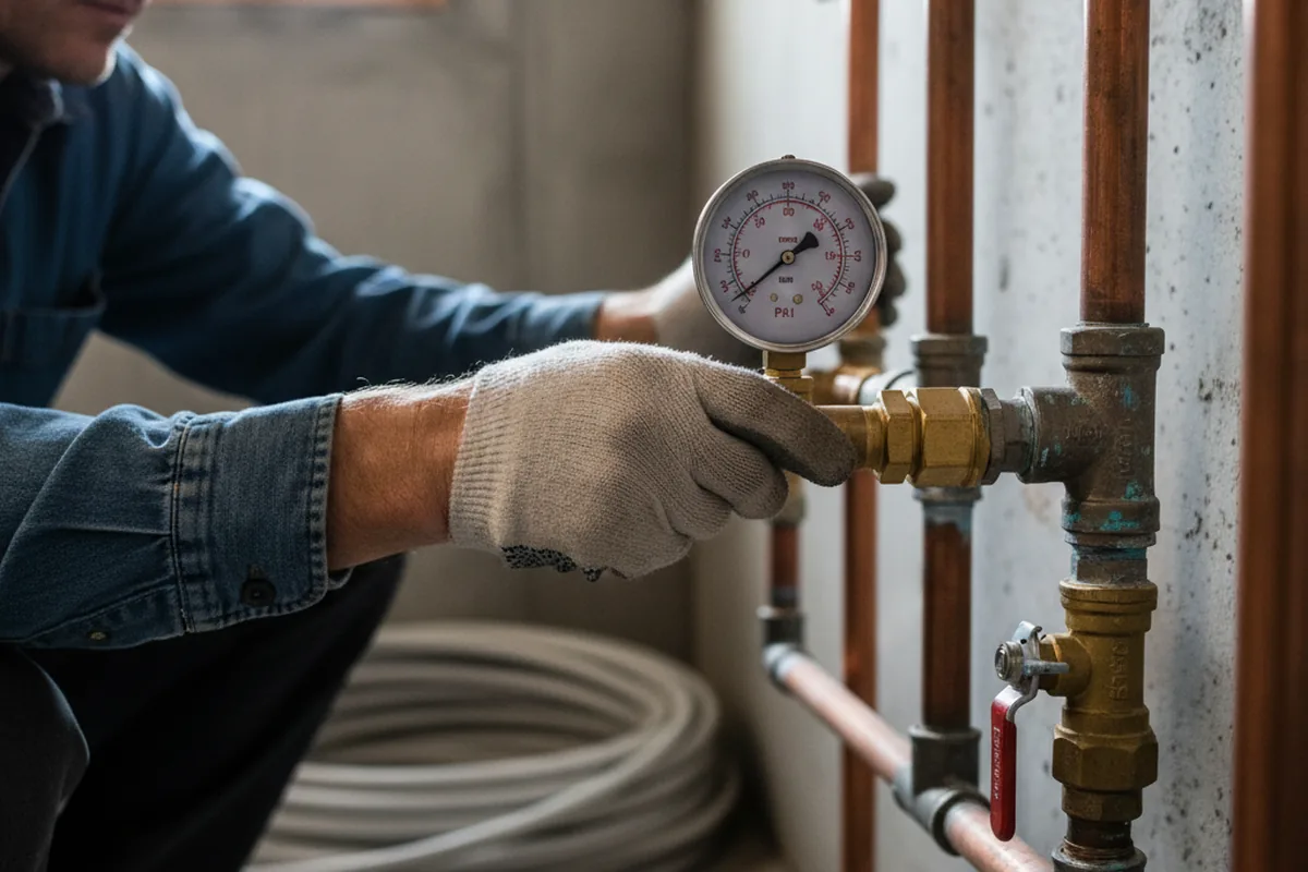 Pressure testing a repaired line during Water Line Repair in La Puente